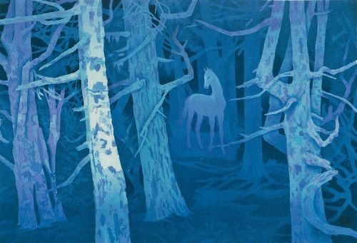 東山魁夷　「白馬の森(新復刻画)」の買取画像